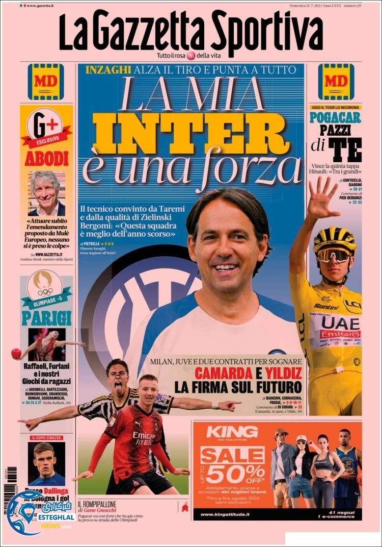 روزنامه ورزشی گاترتا دلو اسپورت یکشنبه 31 تیر 1403 