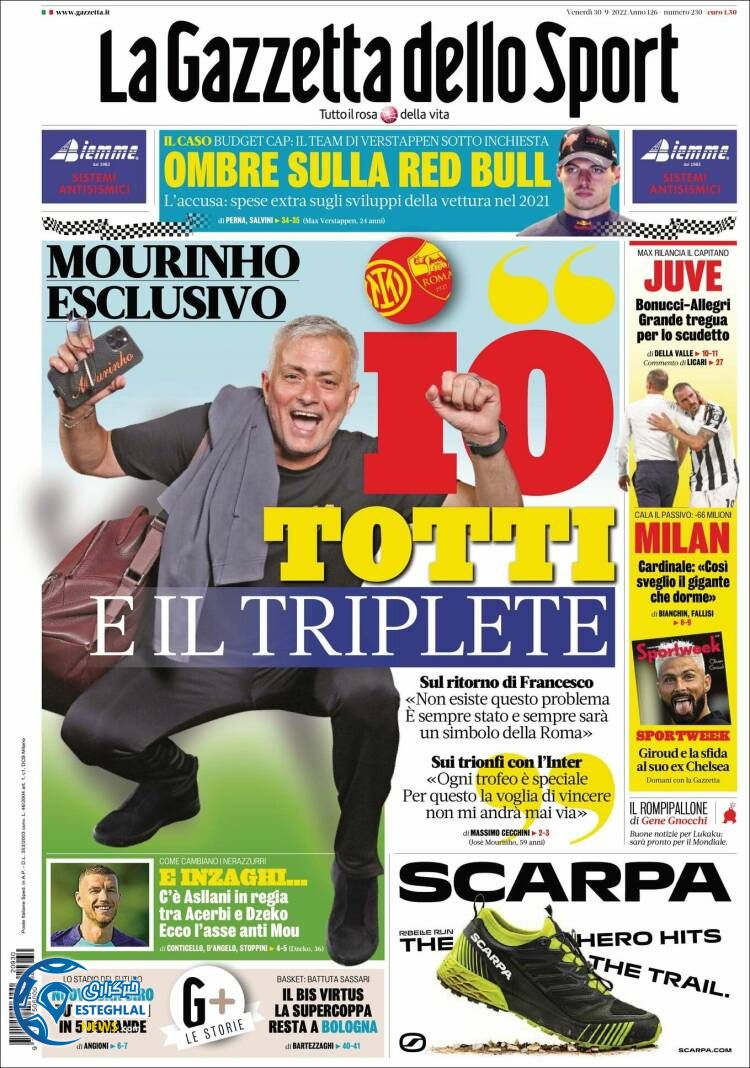 روزنامه ورزشی گاتزتا دلو اسپورت جمعه 8 مهر 1401 