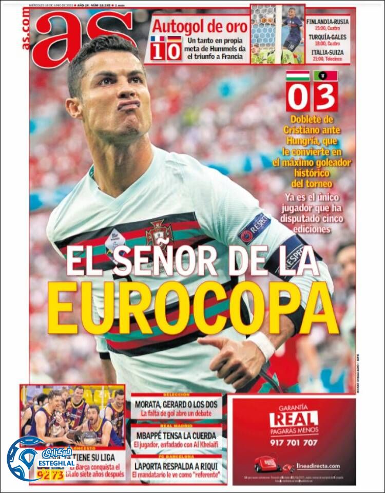 روزنامه ورزشی آ اس چهارشنبه 26 خرداد 1400