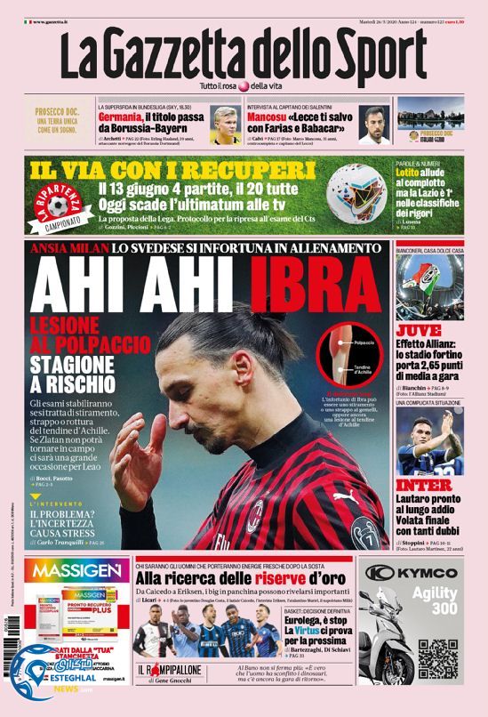 روزنامه ورزشی گاتزتا دلو اسپورت سه شنبه 6 خرداد 1399