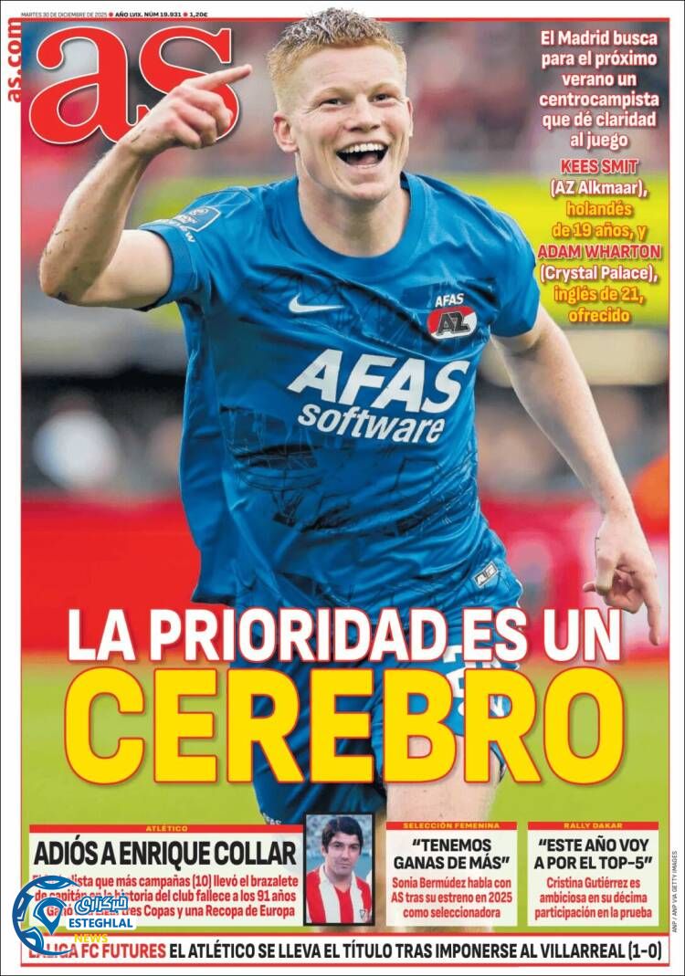 روزنامه ورزشی آ اس  سه‌شنبه 9 دی 1404 