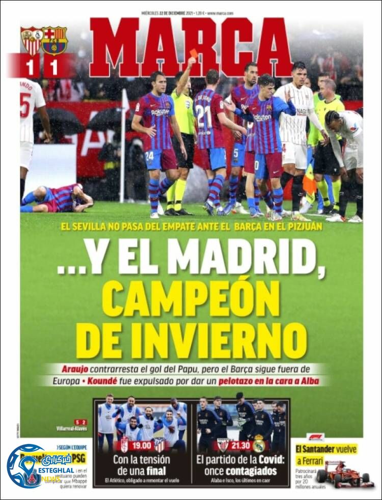 روزنامه ورزشی مارکا چهارشنبه 1 دی 1400