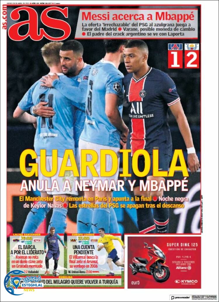 روزنامه ورزشی آ اس پنجشنبه 9 اردیبهشت 1400