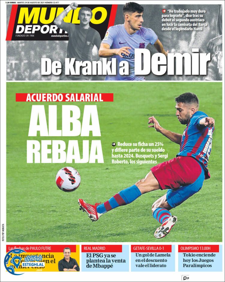 روزنامه ورزشی موندو دپورتیوو سه شنبه 2 شهریور 1400