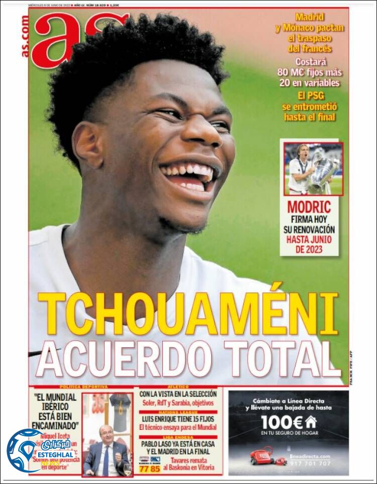 روزنامه ورزشی آ اس چهارشنبه 18 خرداد 1401