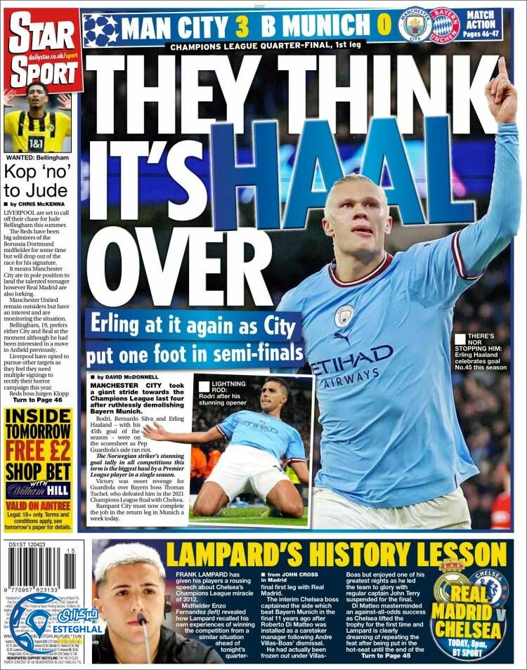 روزنامه ورزشی استار اسپورت چهارشنبه 23 فروردین 1402 