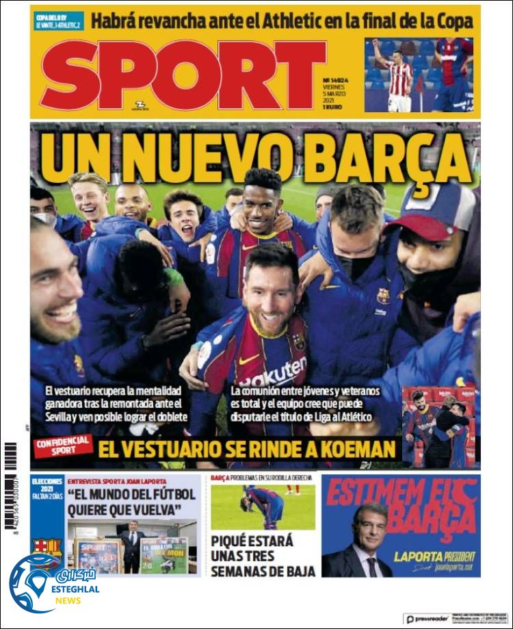 روزنامه ورزشی اسپورت جمعه 15 اسفند 1399