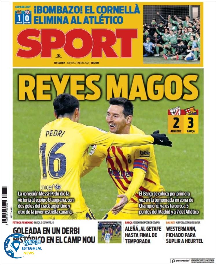 روزنامه ورزشی اسپورت پنجشنبه 18 دی&nbsp;1399