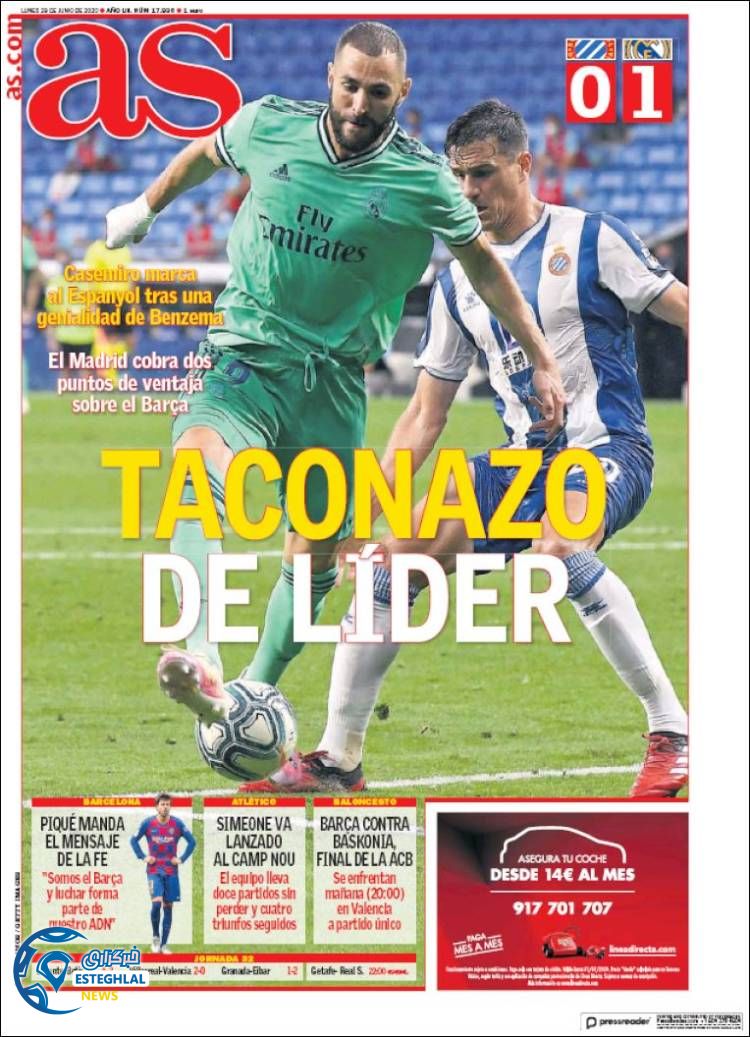 روزنامه ورزشی آاس دوشنبه 9 تیر 1399