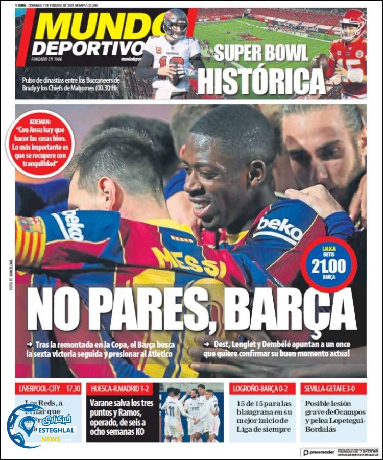روزنامه ورزشی موندو دپورتیوو یکشنبه 19 بهمن 1399