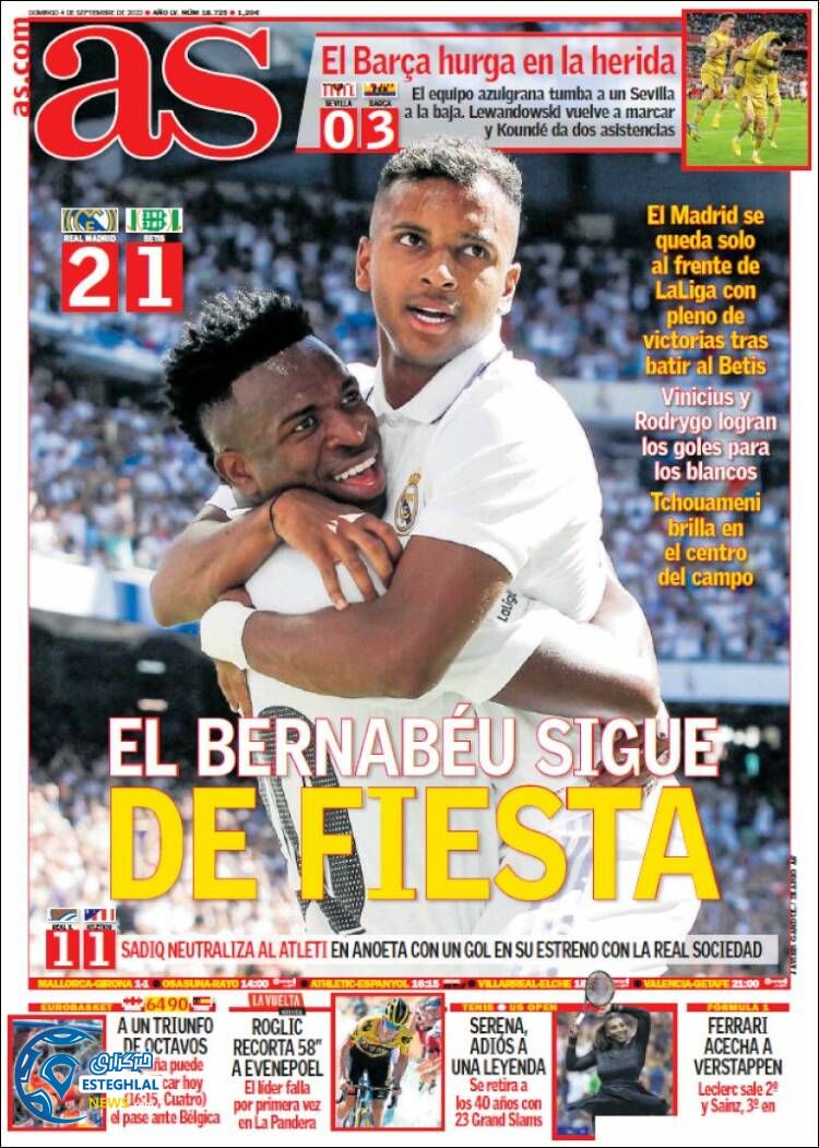 روزنامه ورزشی آ اس یکشنبه 13 شهریور 1401 