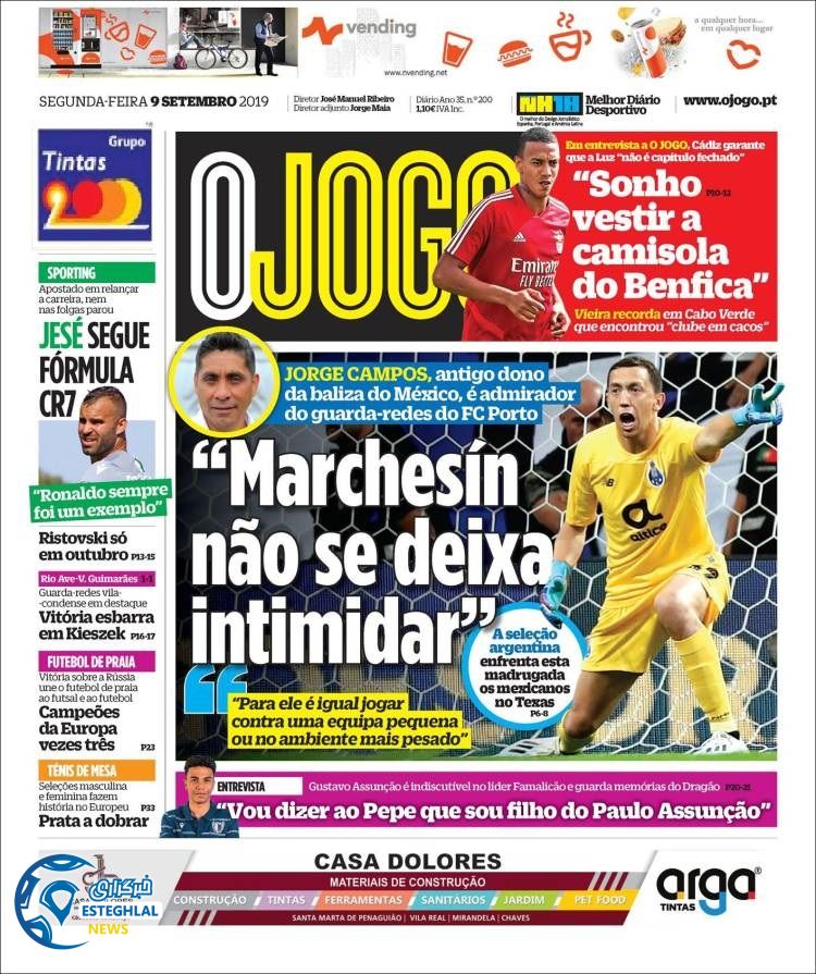 روزنامه ورزشی جوگو دوشنبه 18 شهریور 1398