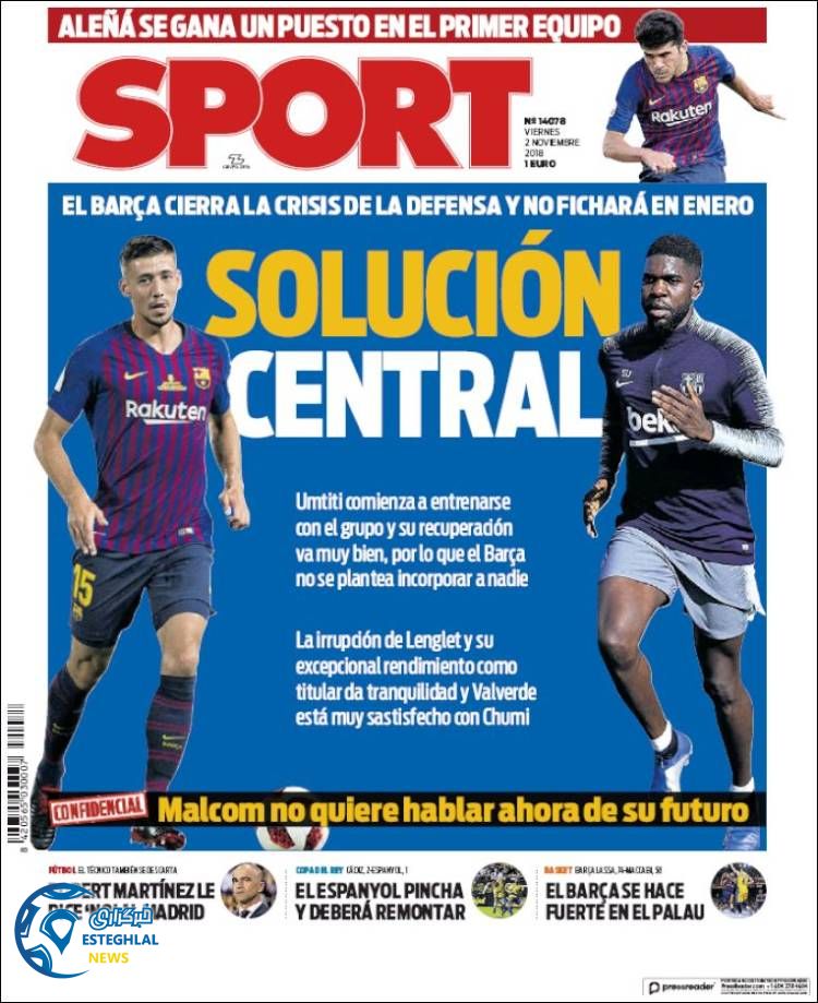 روزنامه ورزشی اسپورت جمعه 11 آبان 1397