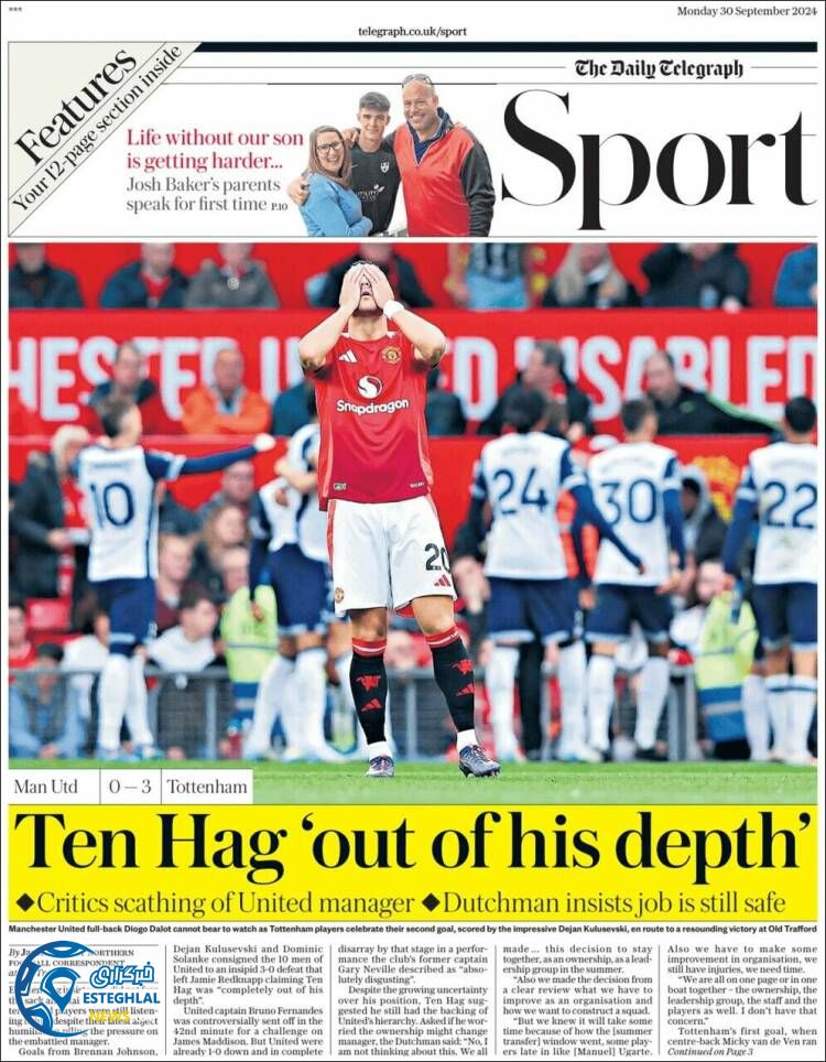 روزنامه ورزشی تلگراف اسپورت دوشنبه 9 مهر 1403 