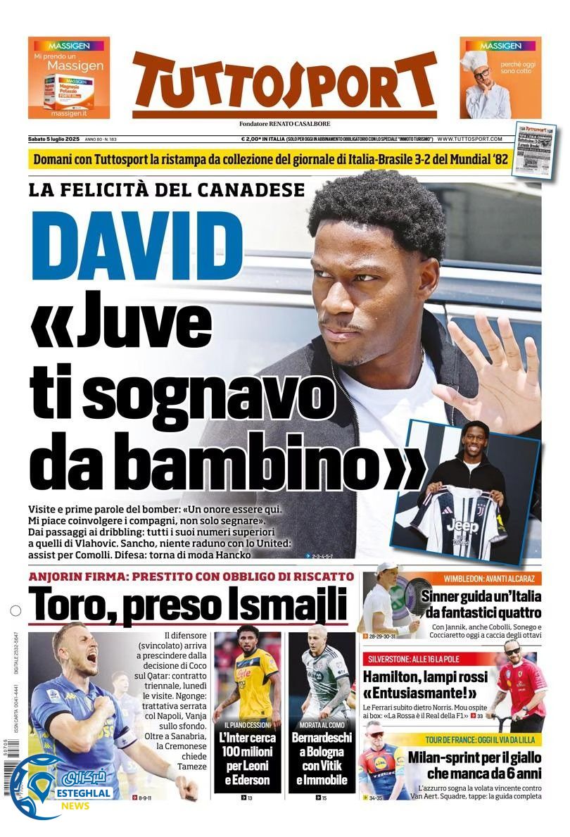 روزنامه ورزشی توتو اسپورت شنبه 14 تیر 1404  