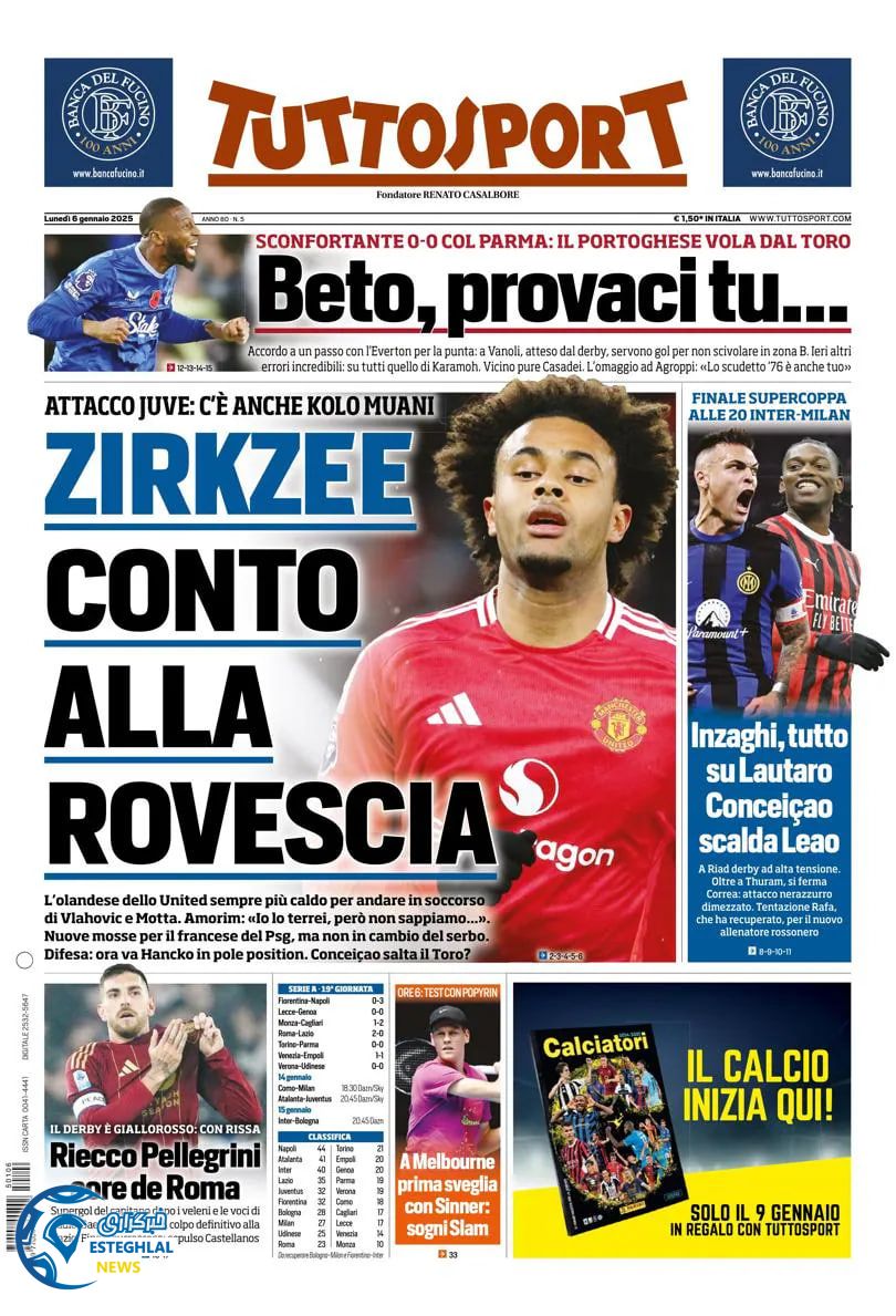 روزنامه ورزشی توتو اسپورت دوشنبه 17 دی 1403 