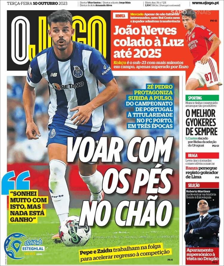 روزنامه ورزشی اوجوگو سه شنبه 18 مهر 1402 