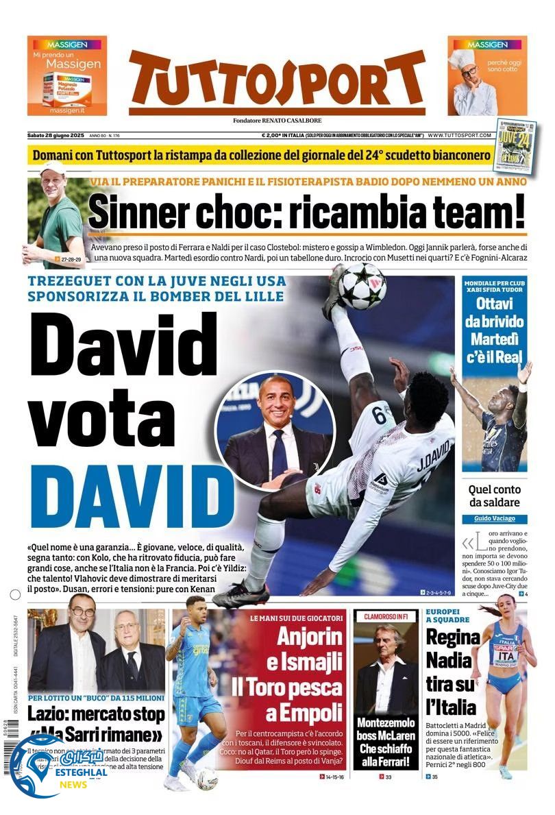 روزنامه ورزشی توتو اسپورت شنبه 7 تیر 1404  