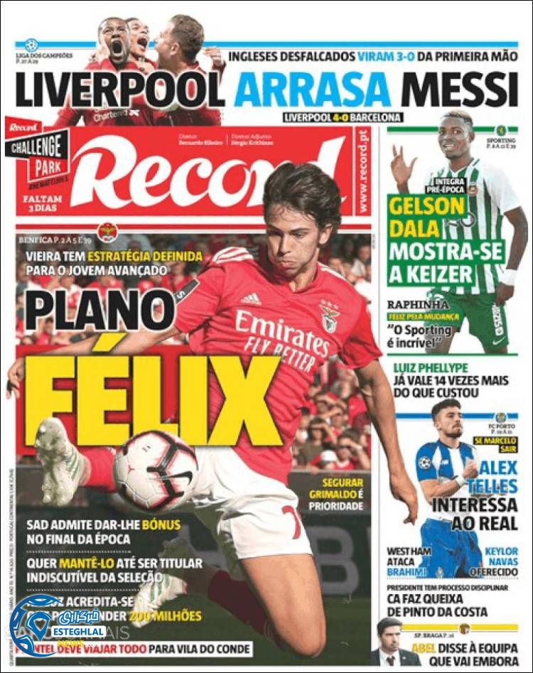 روزنامه ورزشی رکورد چهارشنبه 18 اردیبهشت 1398