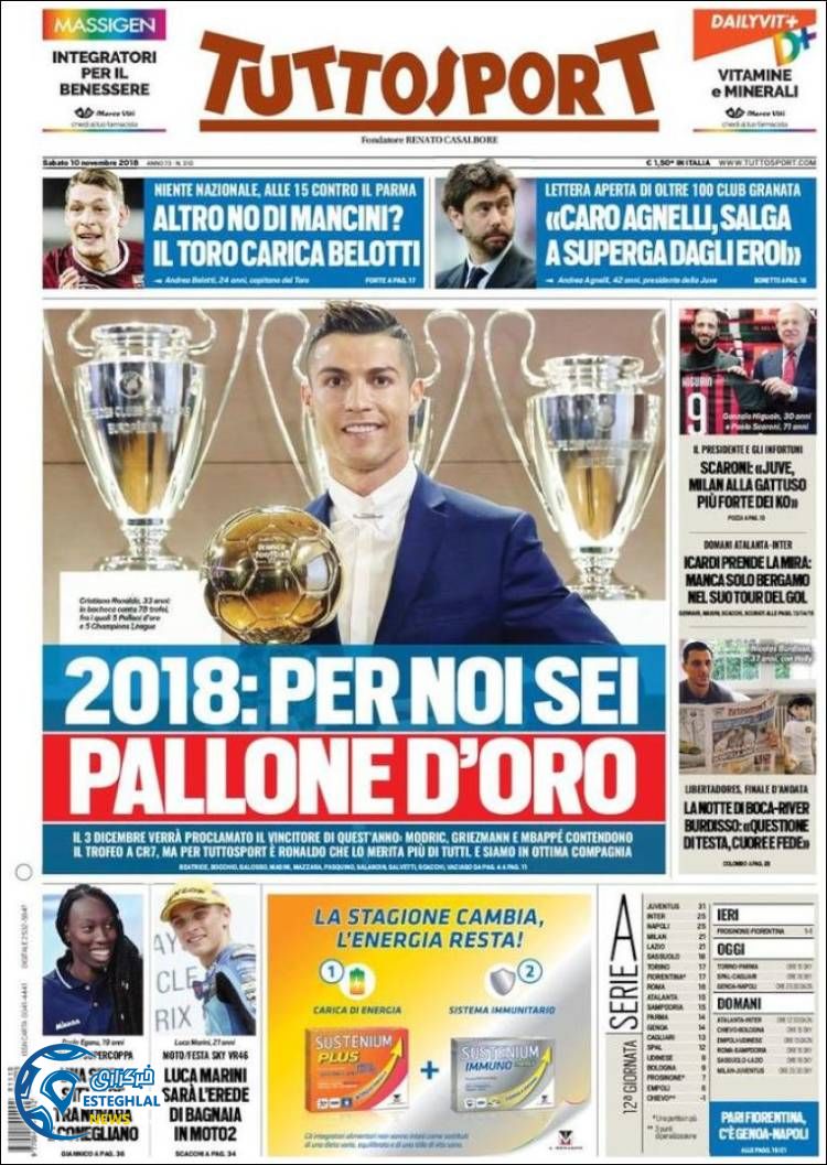 روزنامه ورزشی توتو اسپورت شنبه 19 آبان 1397