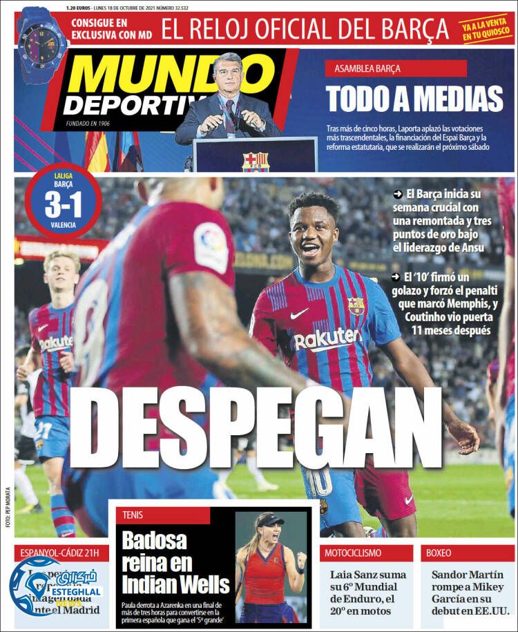 روزنامه ورزشی موندو دپورتیوو دوشنبه 26 مهر 1400