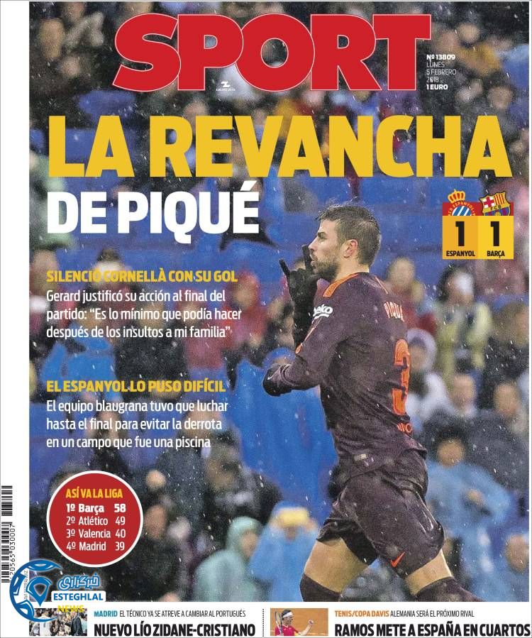 روزنامه ورزشی اسپورت دوشنبه 16 بهمن 1396