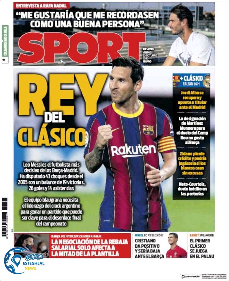 روزنامه ورزشی اسپورت جمعه 2 آبان 1399