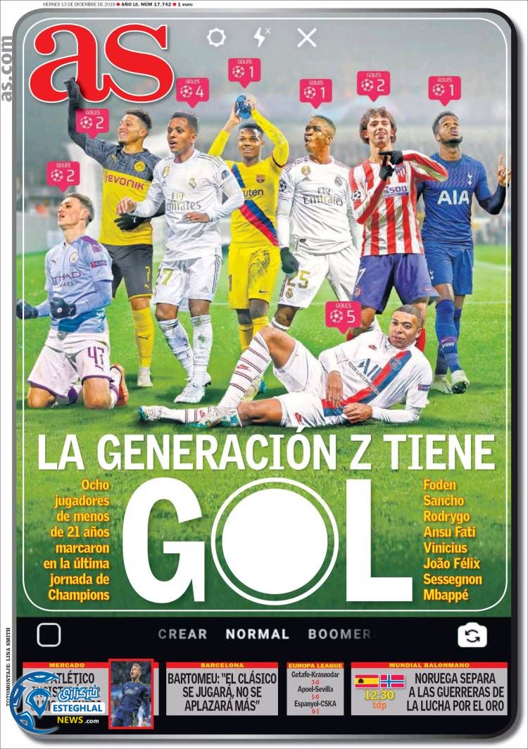 روزنامه ورزشی آاس جمعه 22 آذر 1398