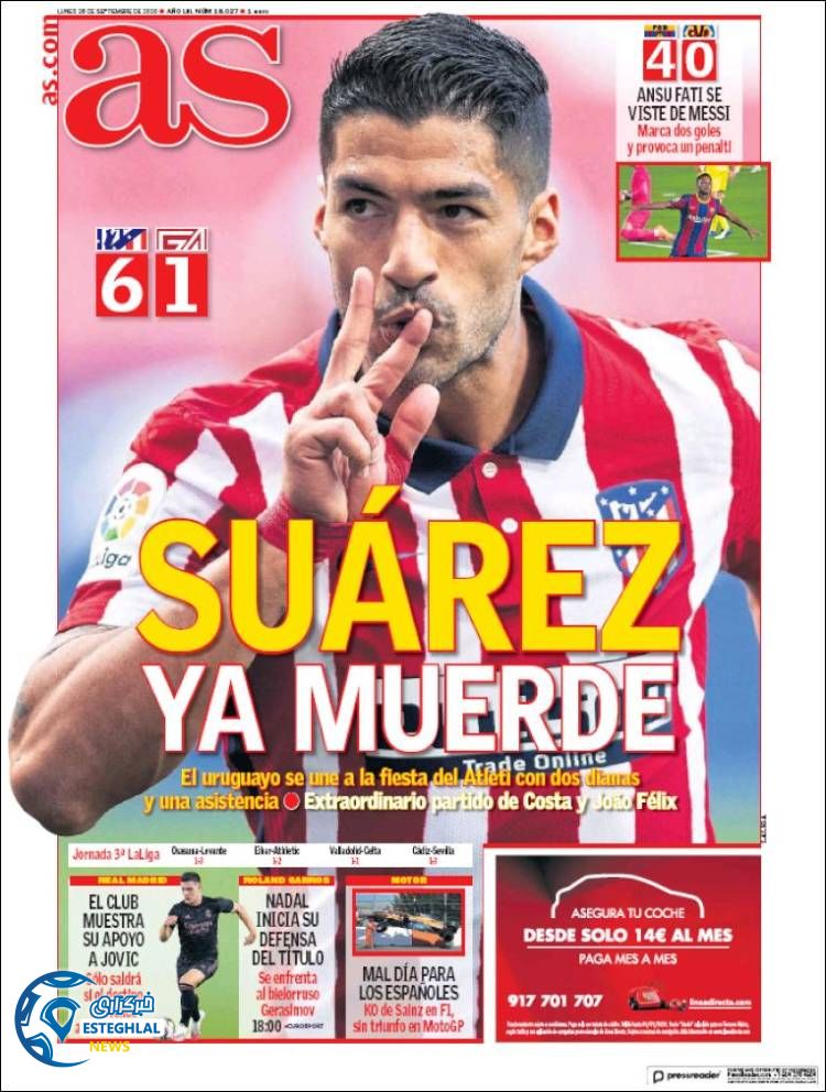 روزنامه ورزشی آاس دوشنبه 7 مهر 1399