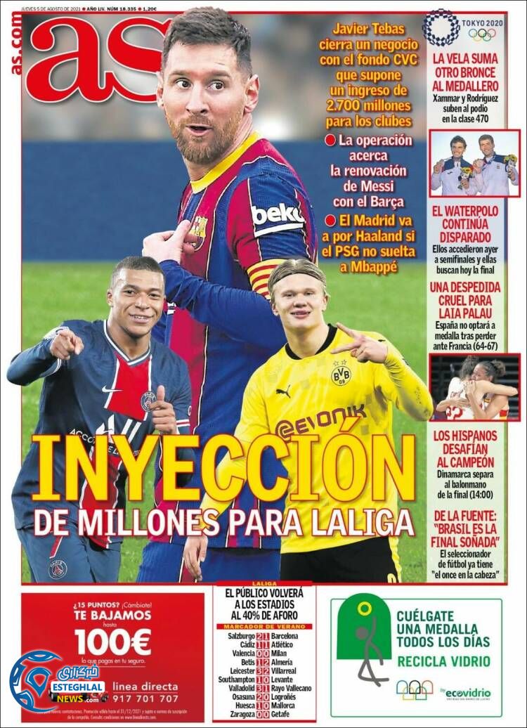 روزنامه ورزشی آ اس پنجشنبه 14 مرداد 1400