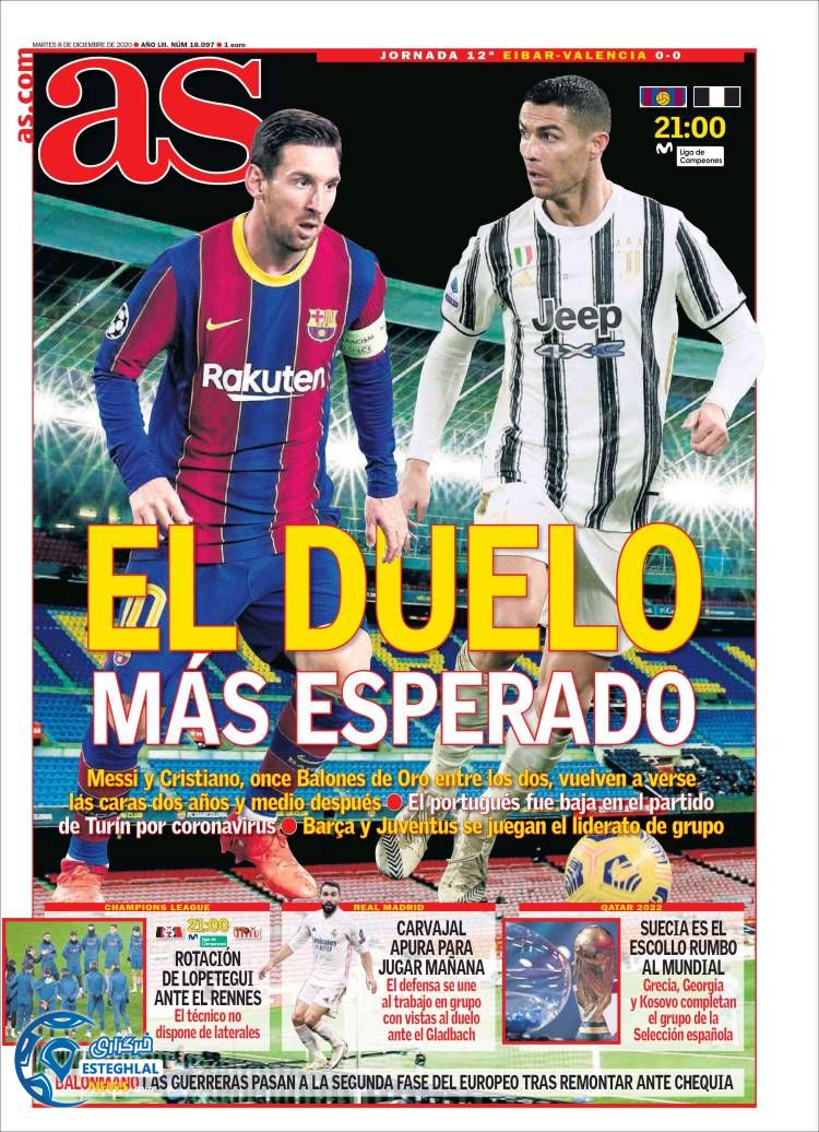 روزنامه ورزشی آاس سه شنبه 18 آذر 1399