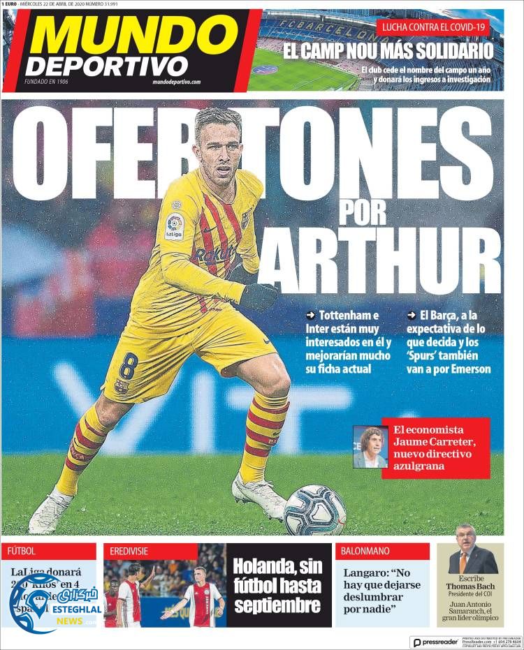 روزنامه ورزشی موندو دپورتیوو چهارشنبه 3 اردیبهشت 1399