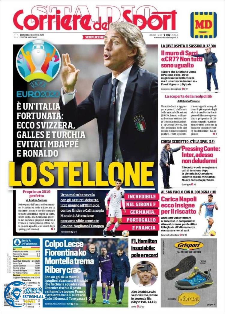 روزنامه ورزشی کوریره دلو اسپورت یکشنبه 10 آذر 1398