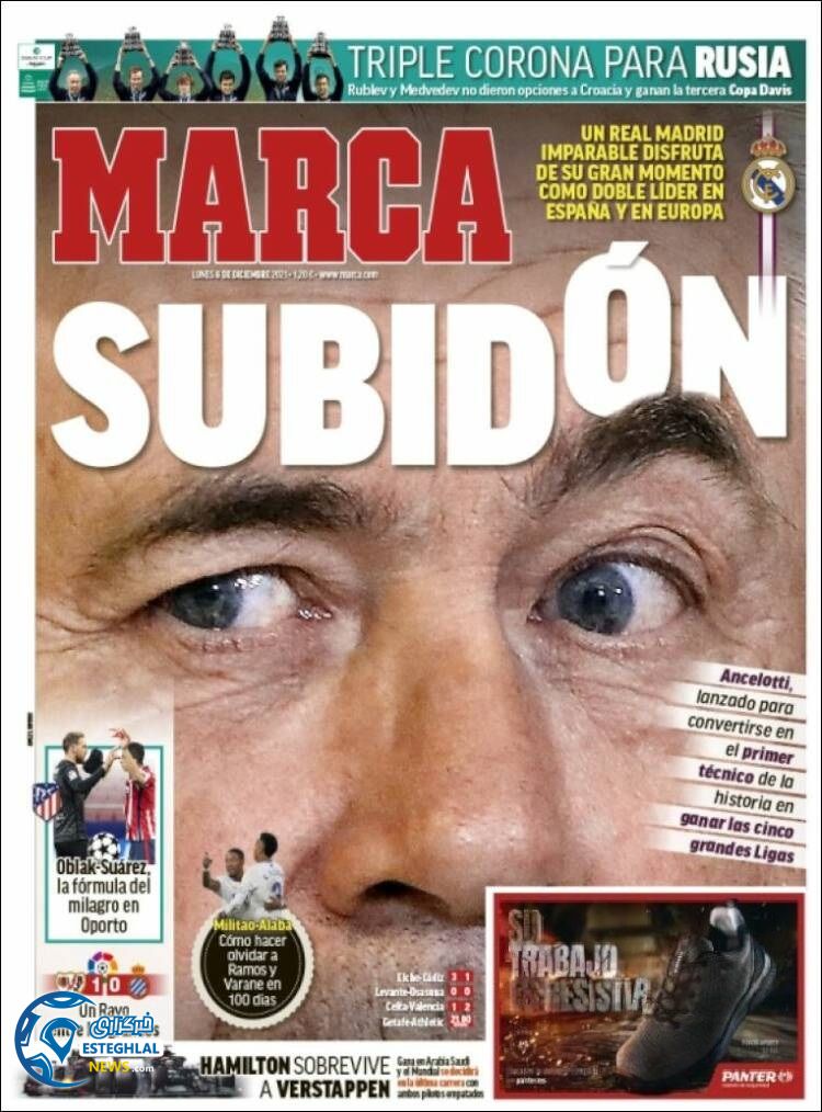 روزنامه ورزشی مارکا دوشنبه 15 آذر 1400