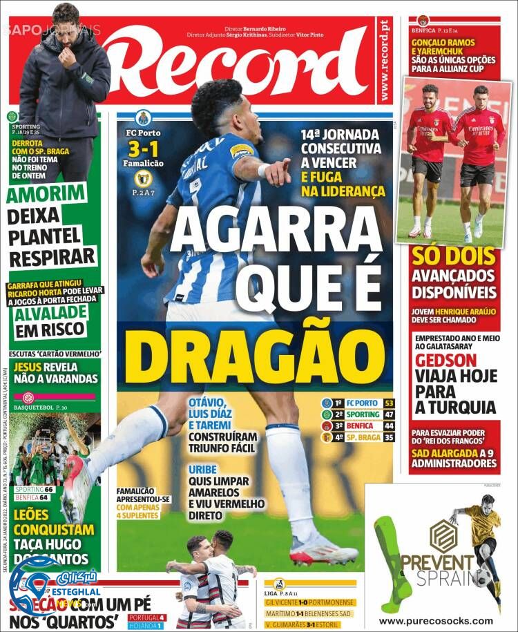 روزنامه ورزشی رکورد دوشنبه 4 بهمن 1400