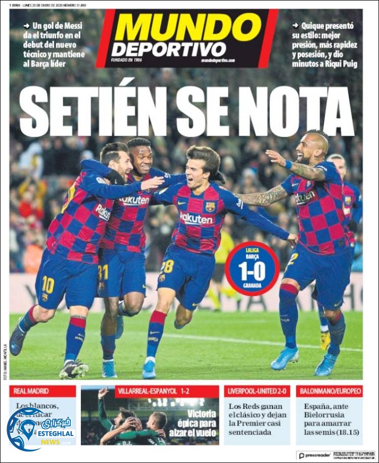 روزنامه ورزشی موندو دپورتیوو دوشنبه 30 دی 1398