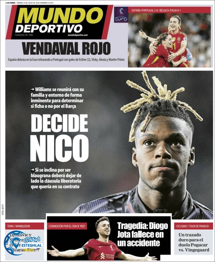 روزنامه  ورزشی موندو دپورتیوو جمعه 13 تیر 1404 