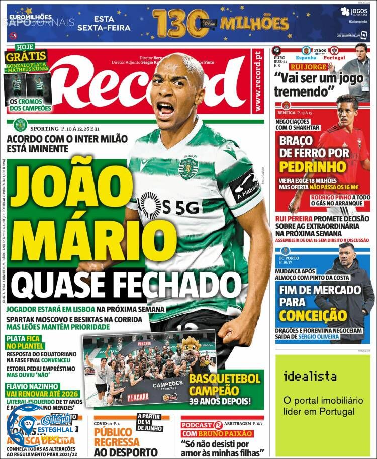 روزنامه ورزشی رکورد پنجشنبه 13 خرداد 1400