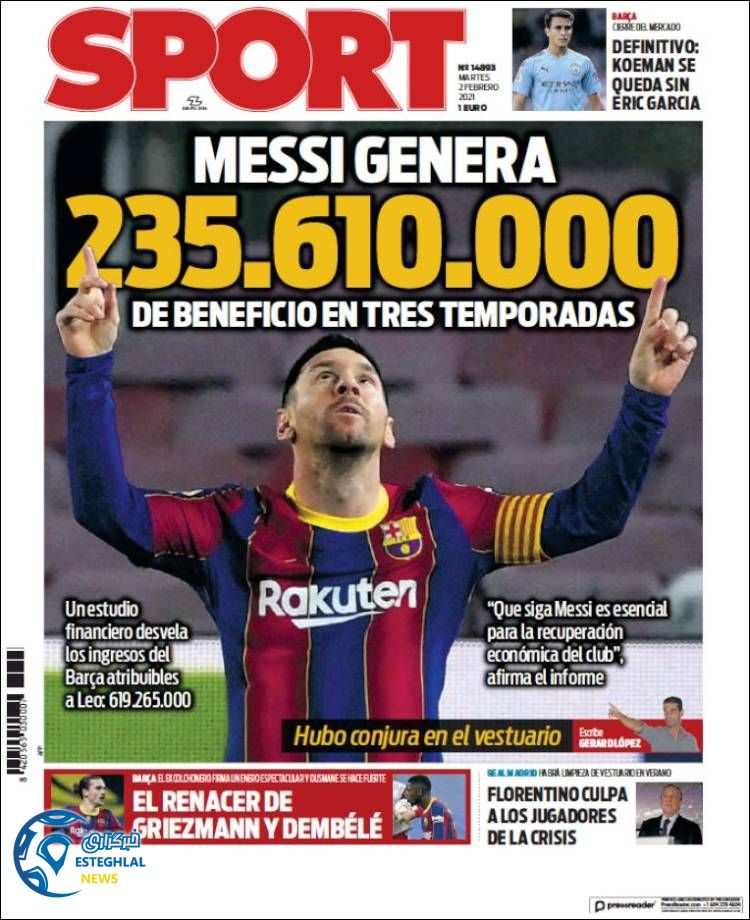 روزنامه ورزشی اسپورت سه شنبه 14 بهمن 1399