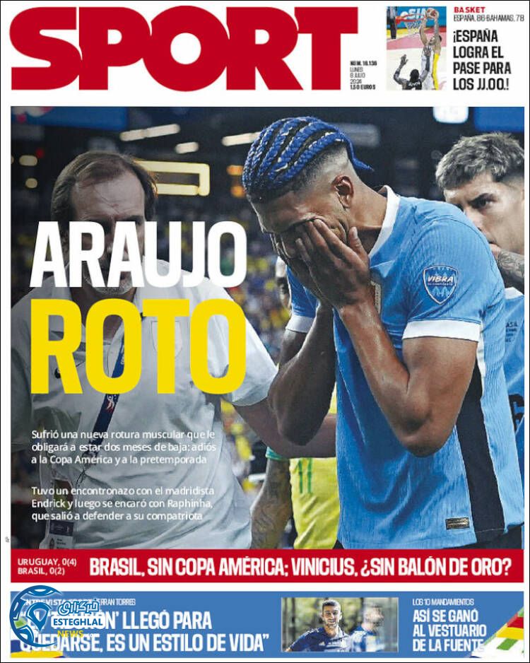 روزنامه  ورزشی اسپورت دوشنبه 18 تیر 1403 