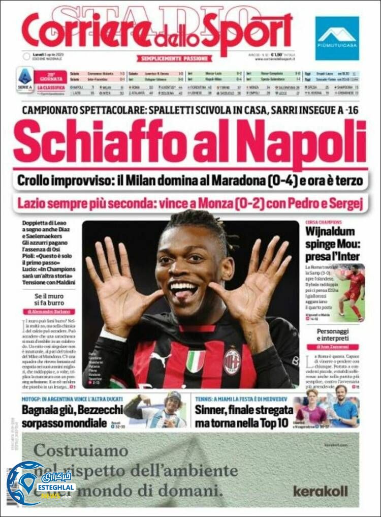 روزنامه ورزشی کوریره دلو اسپورت دوشنبه 14 فروردین 1402 