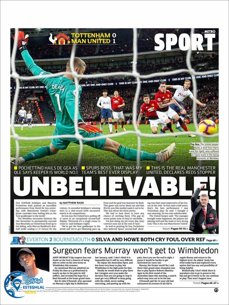 روزنامه ورزشی مترو اسپورت دوشنبه 24 دی 1397