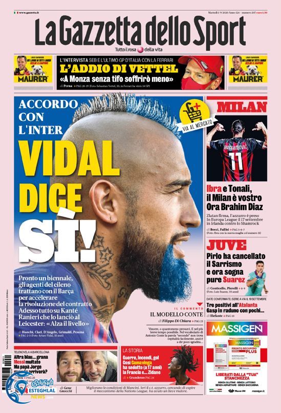 روزنامه ورزشی گاتزتا دلو اسپورت سه شنبه 11 شهریور 1399