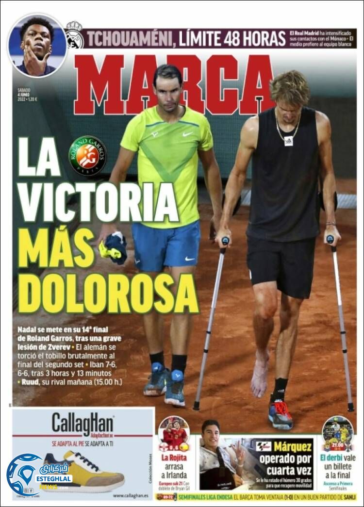 روزنامه ورزشی مارکا شنبه 14 خرداد 1401