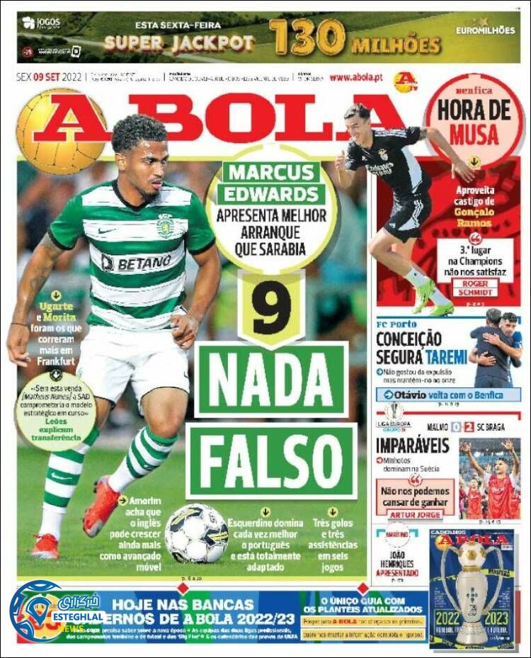 روزنامه  ورزشی آبولا جمعه 18 شهریور 1401 