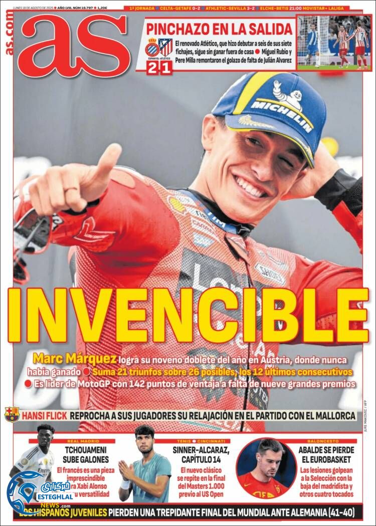 روزنامه ورزشی آ اس  دوشنبه 27 مرداد 1404 