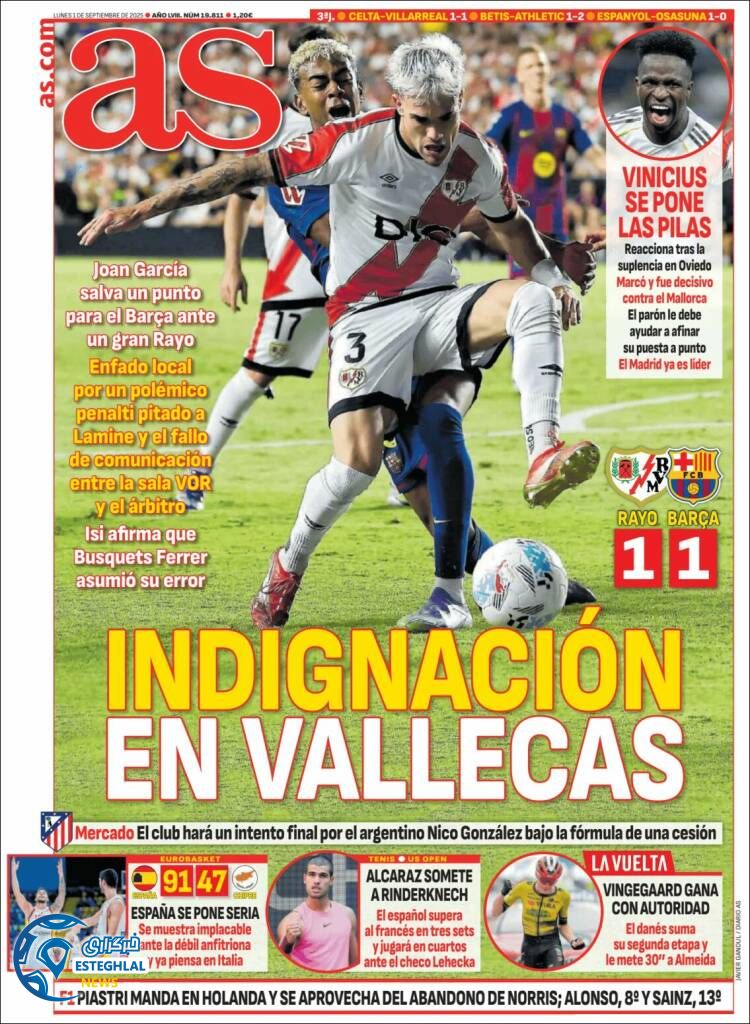 روزنامه ورزشی آ اس دوشنبه 10 شهریور 1404 