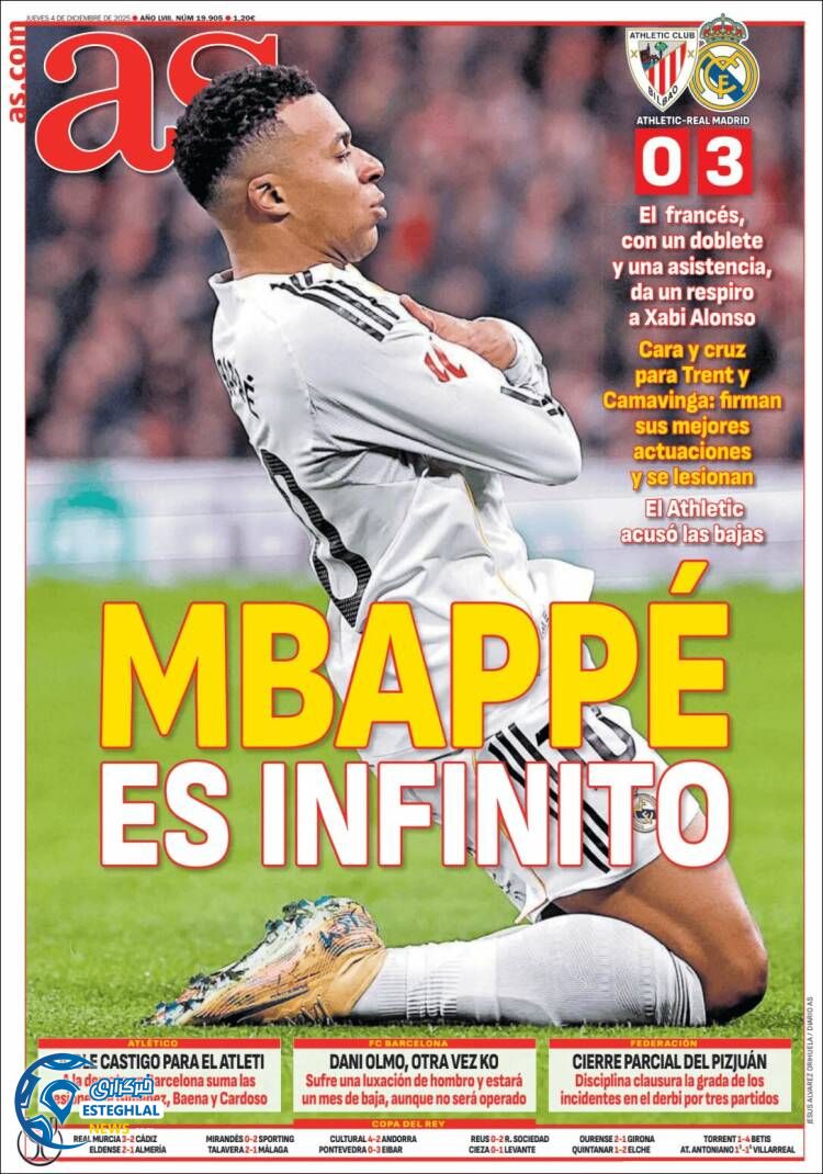 روزنامه  ورزشی آ اس  پنجشنبه 13 آذر 1404 