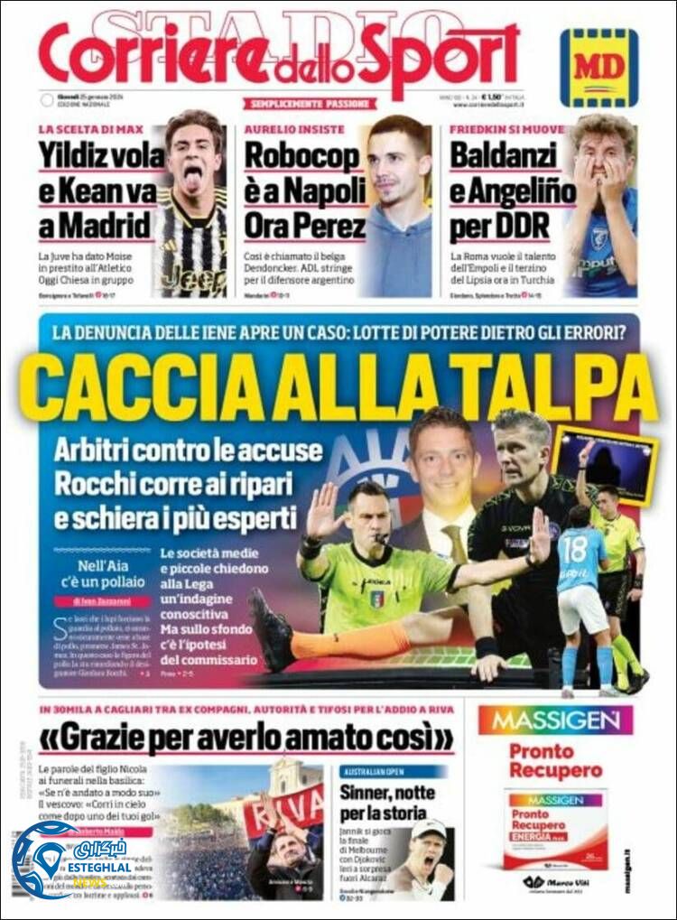 روزنامه  ورزشی کوریره دلو اسپورت پنجشنبه 5 بهمن 1402 