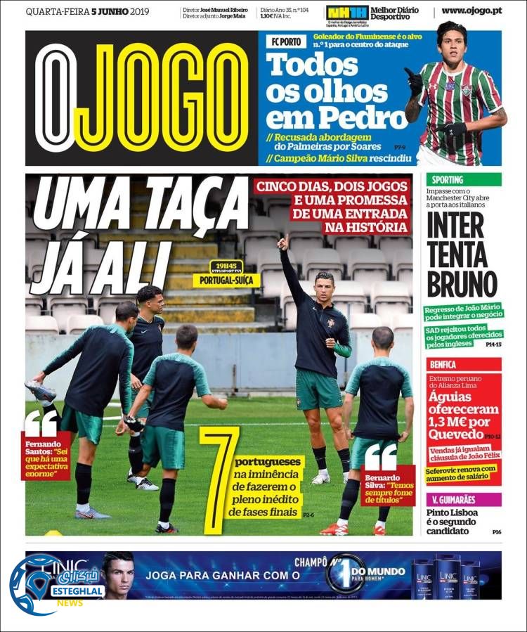 روزنامه ورزشی جوگو چهارشنبه 15 خرداد 1398